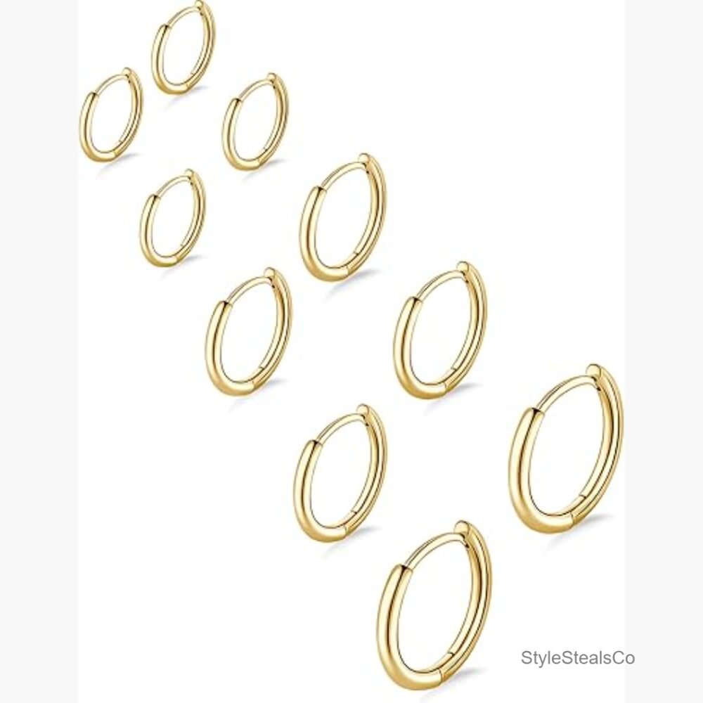 Hypoallergenic Surgical Steel Hoop Earrings Set 6mm-10mm Multiple Piercings